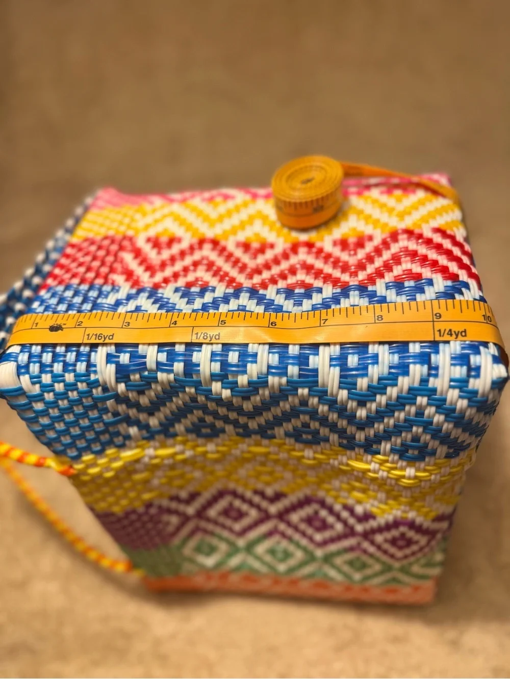 Rainbow Stripe Handwoven Picnic Tote bag